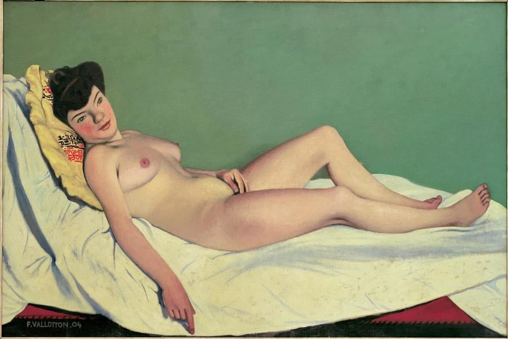 Donna nuda sdraiata sun un lenzuolo bianco - Schaffhausen, Museum Zu Allerheiligen